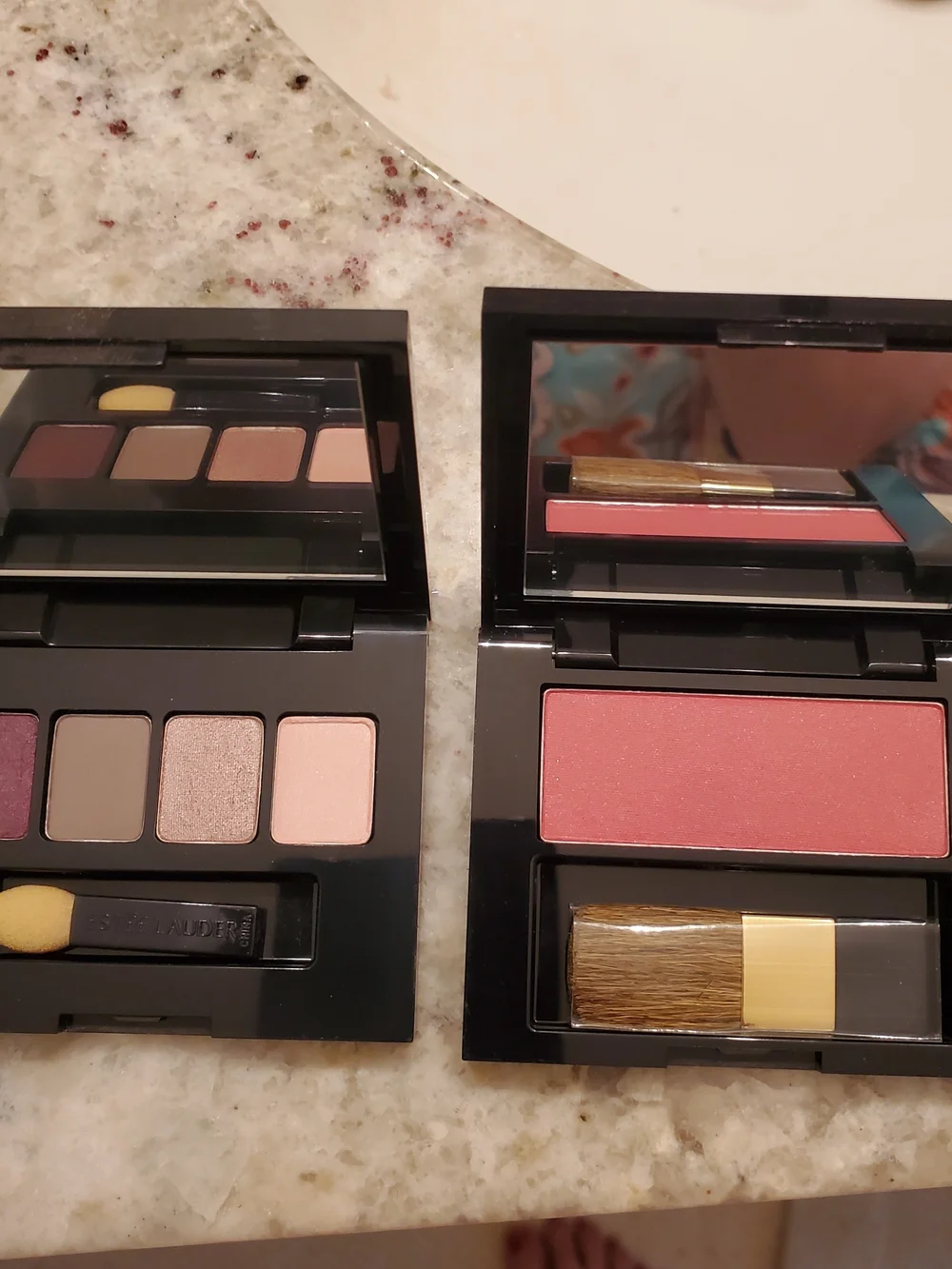 Estee Lauder Rose-Pink Powder Blush with Brush & Eyeshadow Lot